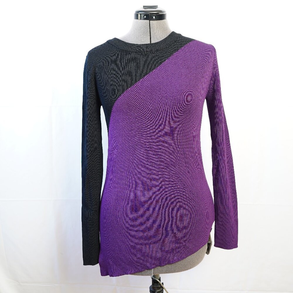 DKNY long sleeve ribbed shirt- size S, black and purple